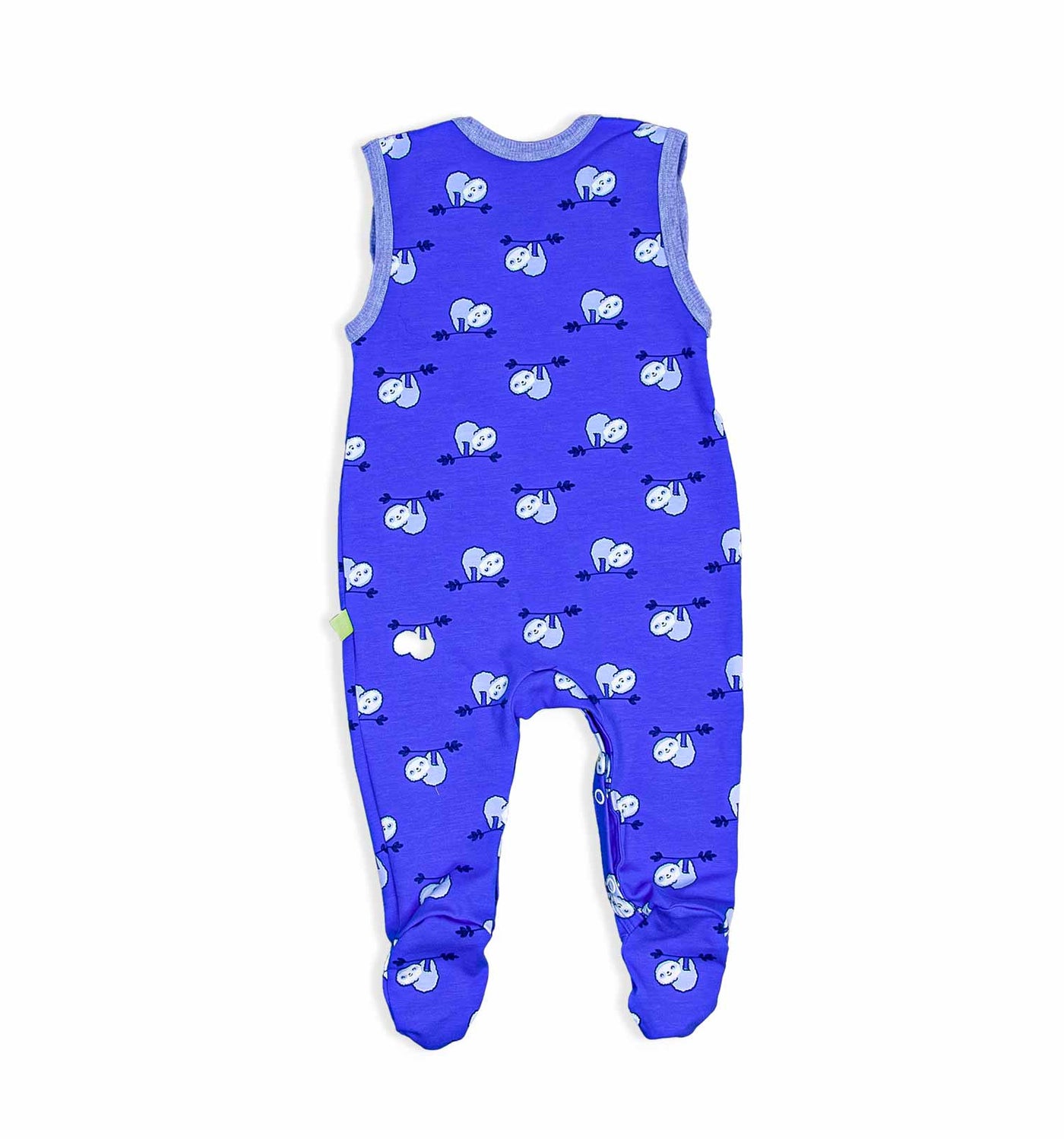 Baby-Strampler in royalblau mit Faultieren | sticklett Online Store.