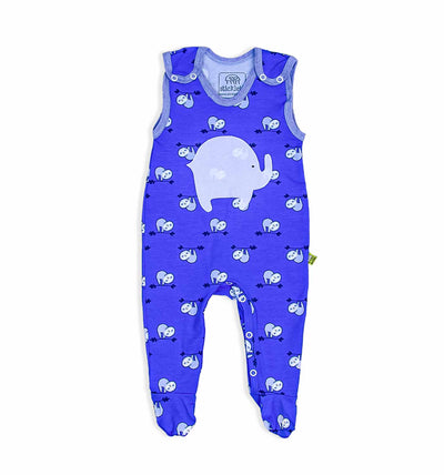 Baby-Strampler in royalblau mit Faultieren | sticklett Online Store.