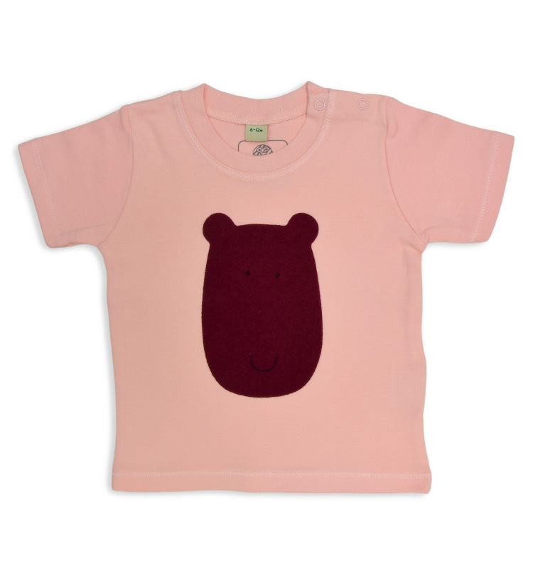 Baby Shirt kurzarm in pfirsich-rosa aus Bio-Baumwolle
