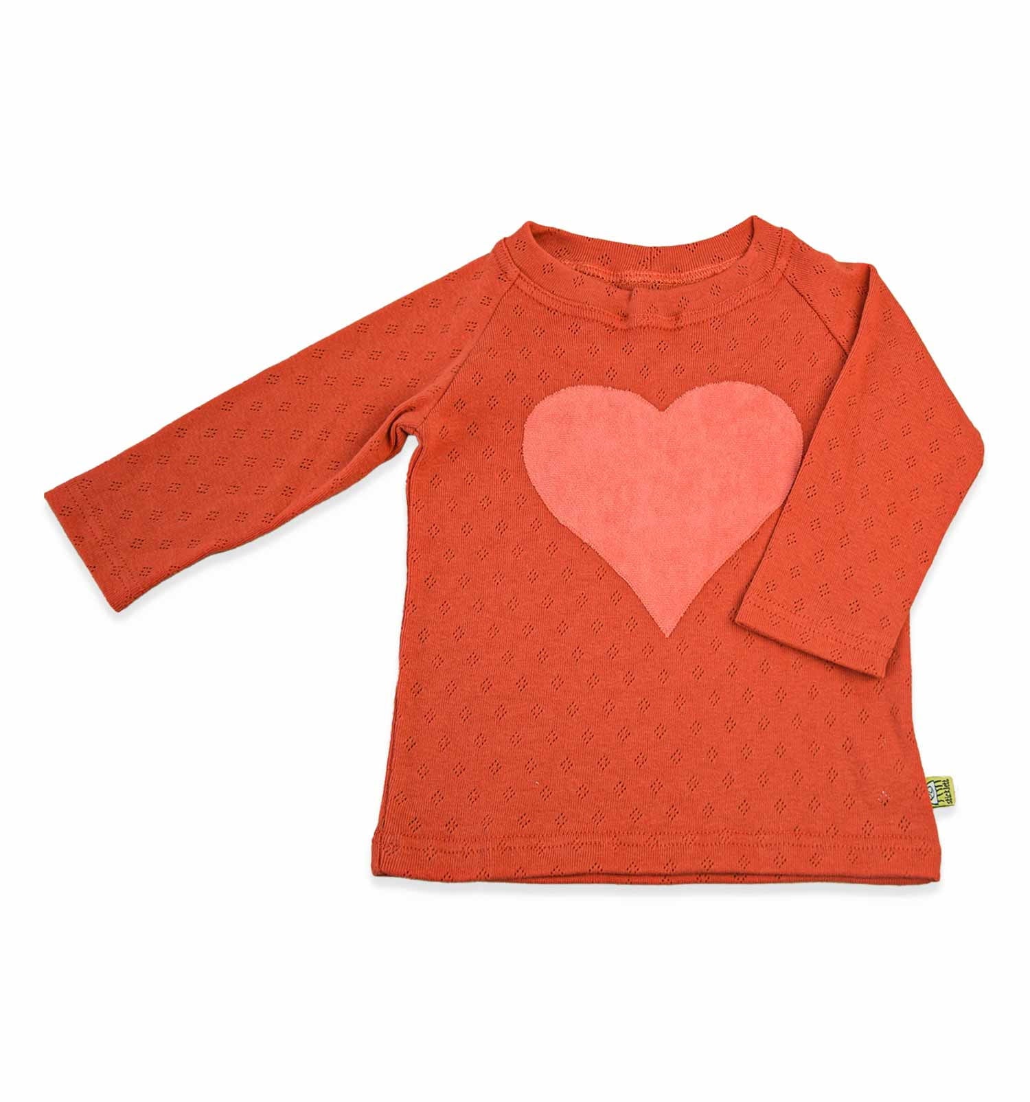 Baby T-Shirt langarm mit Herz und Lochstickerei | sticklett Online Store.