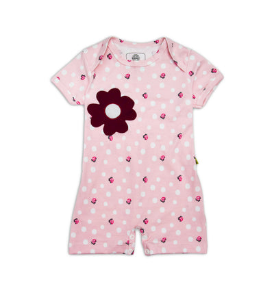 Baby Sommer Schafanzug mit Marienkäfer in zartrosa