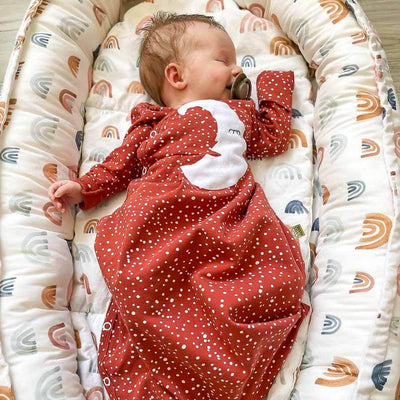Schlafsack Baby größenverstellbar aus Bio-Baumwolle mit Kratzschutz