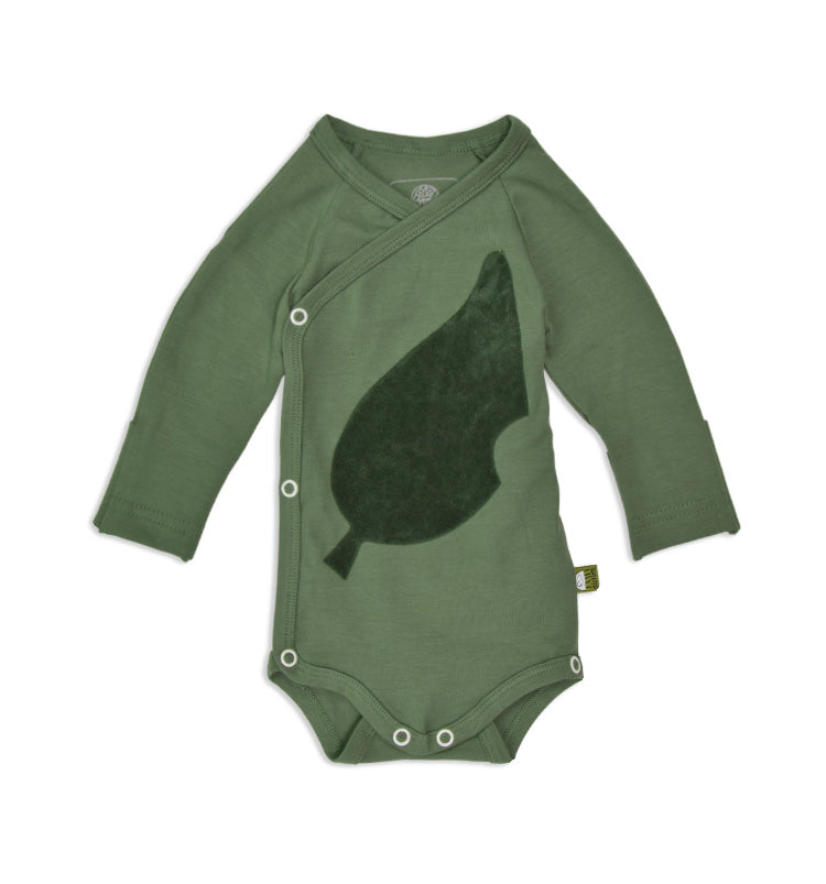 Baby Wickelbody aus Bio-Baumwolle olive Größe 50-62