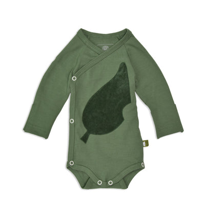 Baby Wickelbody aus Bio-Baumwolle olive Größe 50-62