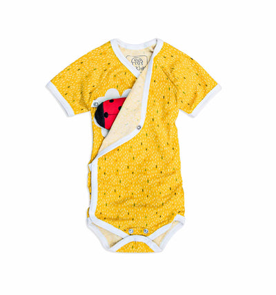 Baby Wickelbody gelb gemustert kurzarm | sticklett Online Store.