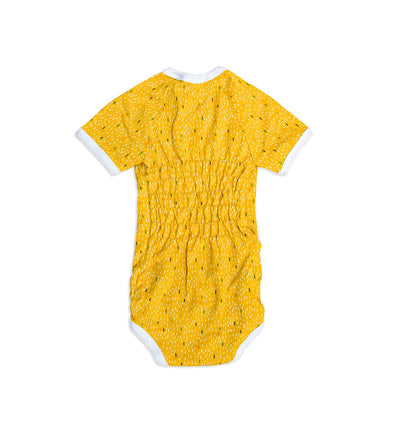 Baby Wickelbody gelb gemustert kurzarm | sticklett Online Store.