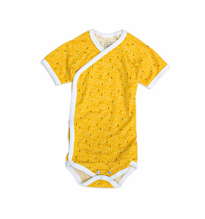Baby Wickelbody gelb gemustert kurzarm | sticklett Online Store.