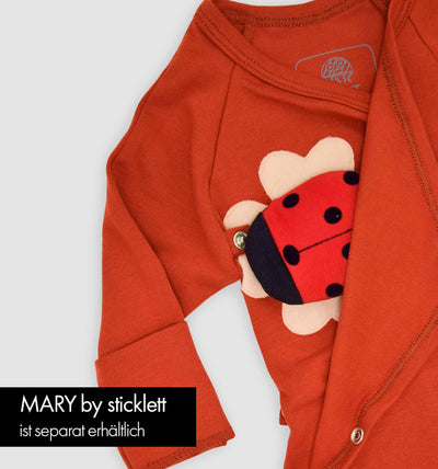 Langarm-Wickelbody in rostrot mit Baby Wearable Atemüberwachung