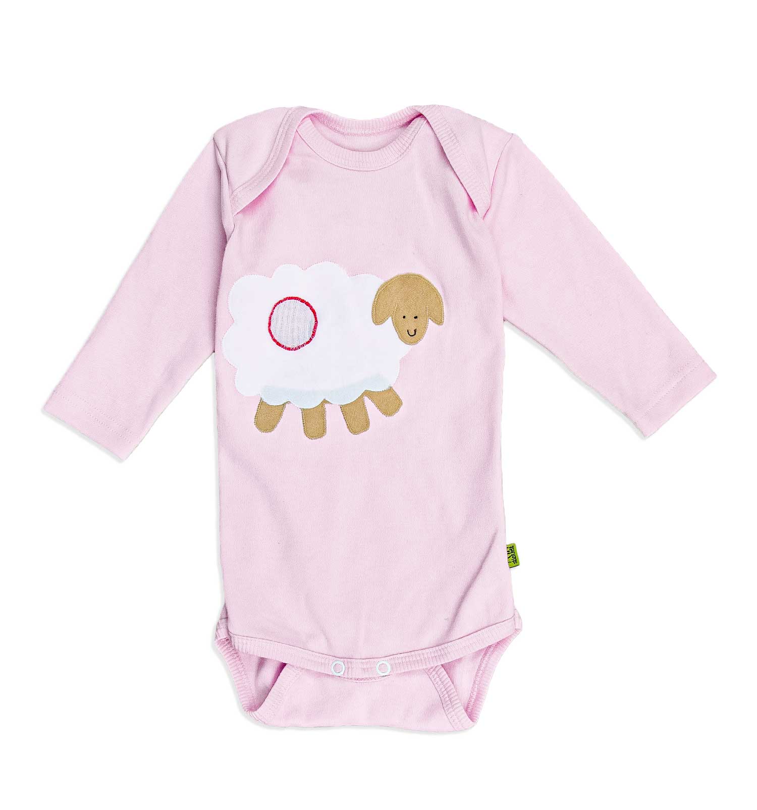 Baby Envelop Body mit Schaf langarm in hellblau-meliert und rosa | sticklett Online Store.