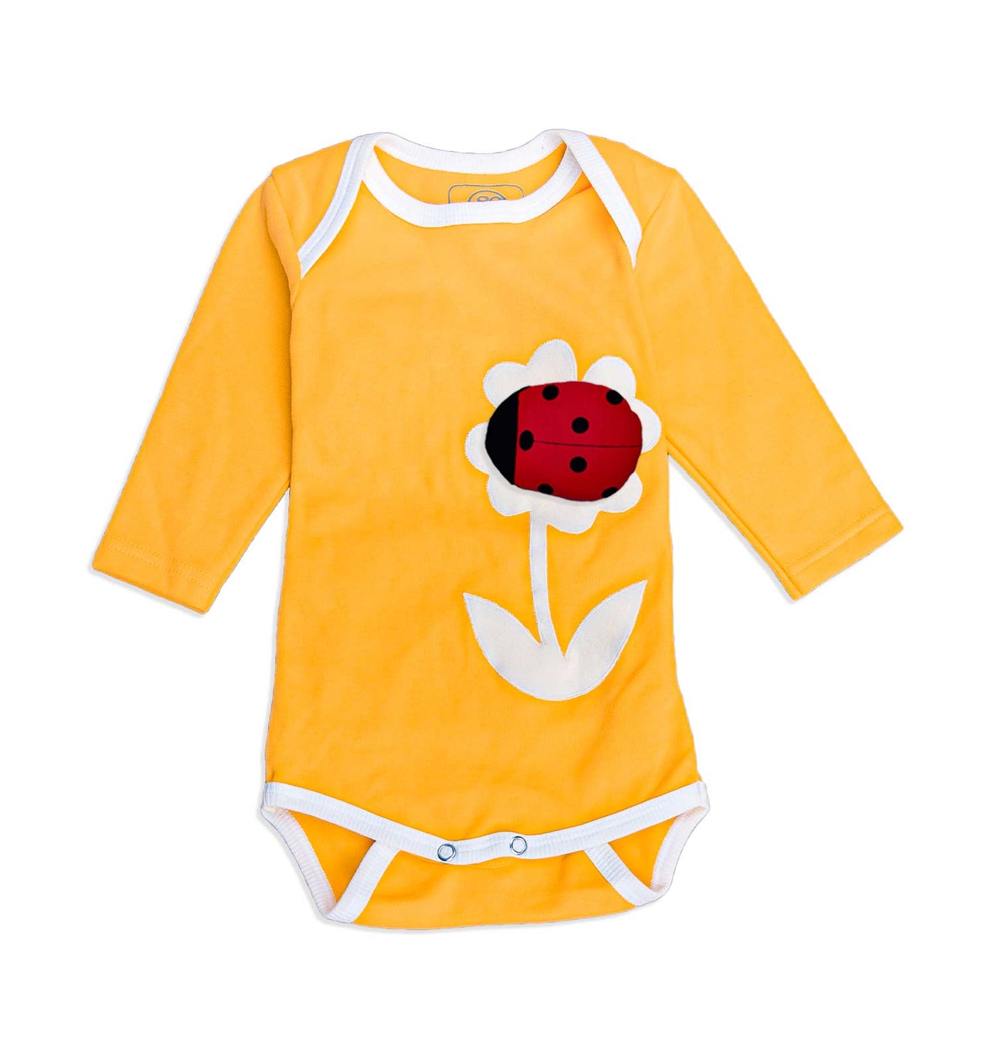 Baby Body sonnengelb mit Blume | sticklett Online Store.