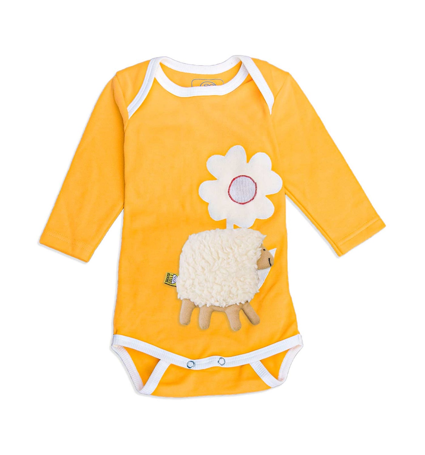 Baby Body sonnengelb mit Blume | sticklett Online Store.