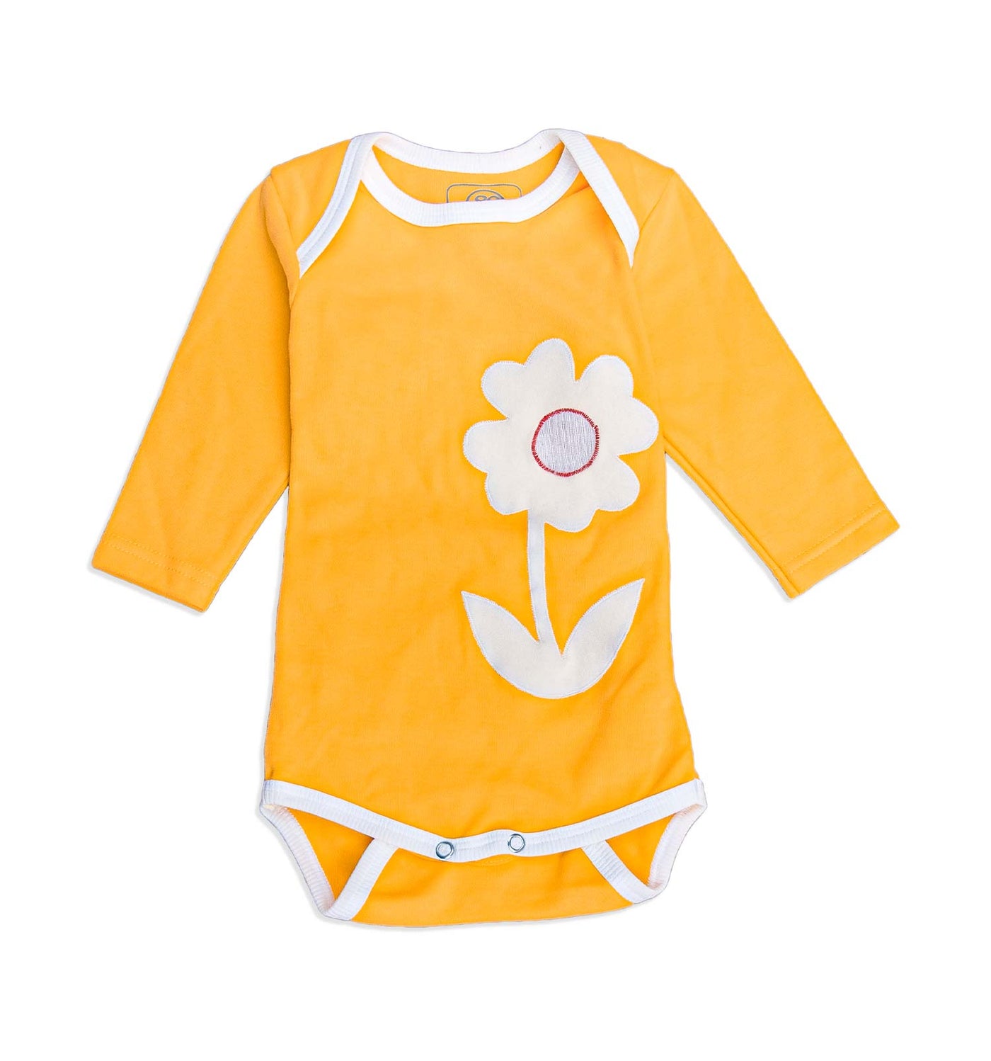 Baby Body sonnengelb mit Blume | sticklett Online Store.
