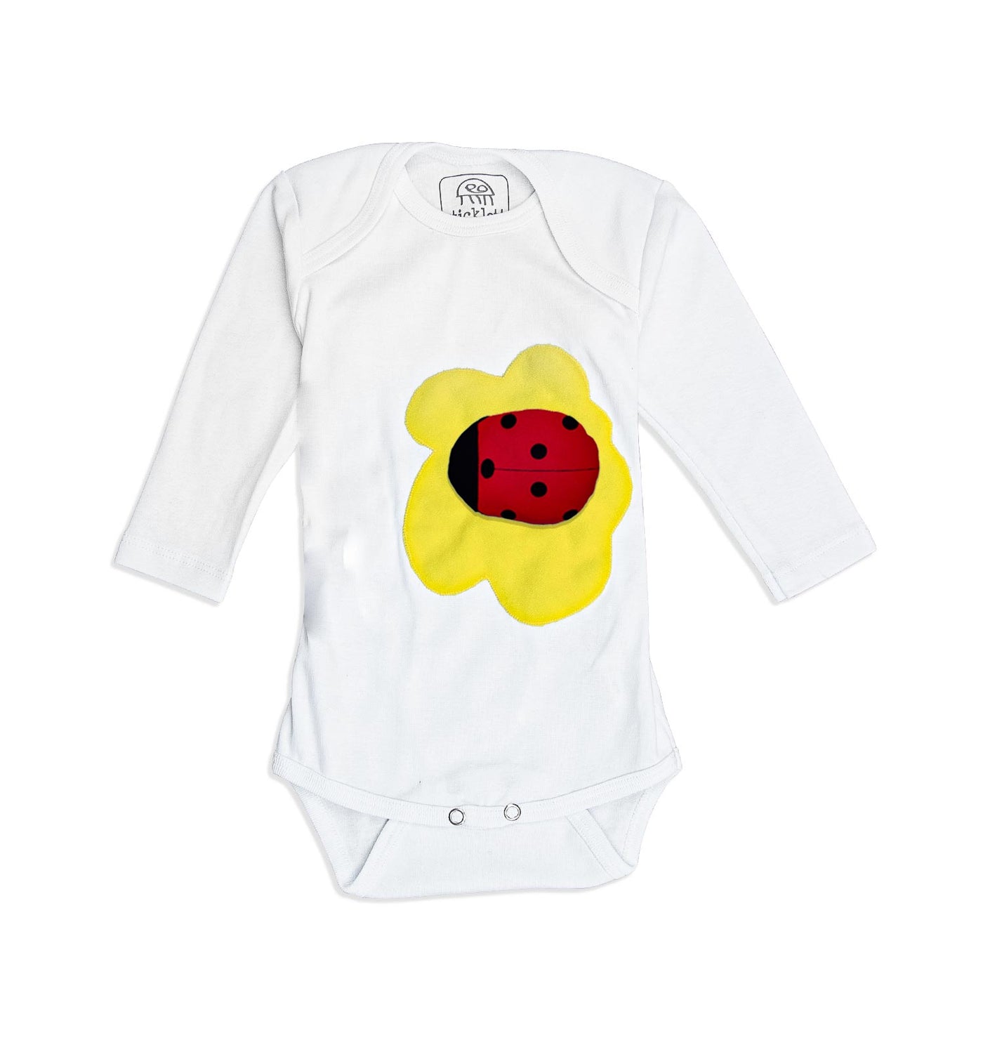 Baby Body gelber Klecks Langarm ÖKO-Tex Baumwolle | sticklett Online Store.