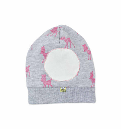 Beanie grau-meliert mit Glitzer-Rehe | sticklett Online Store.