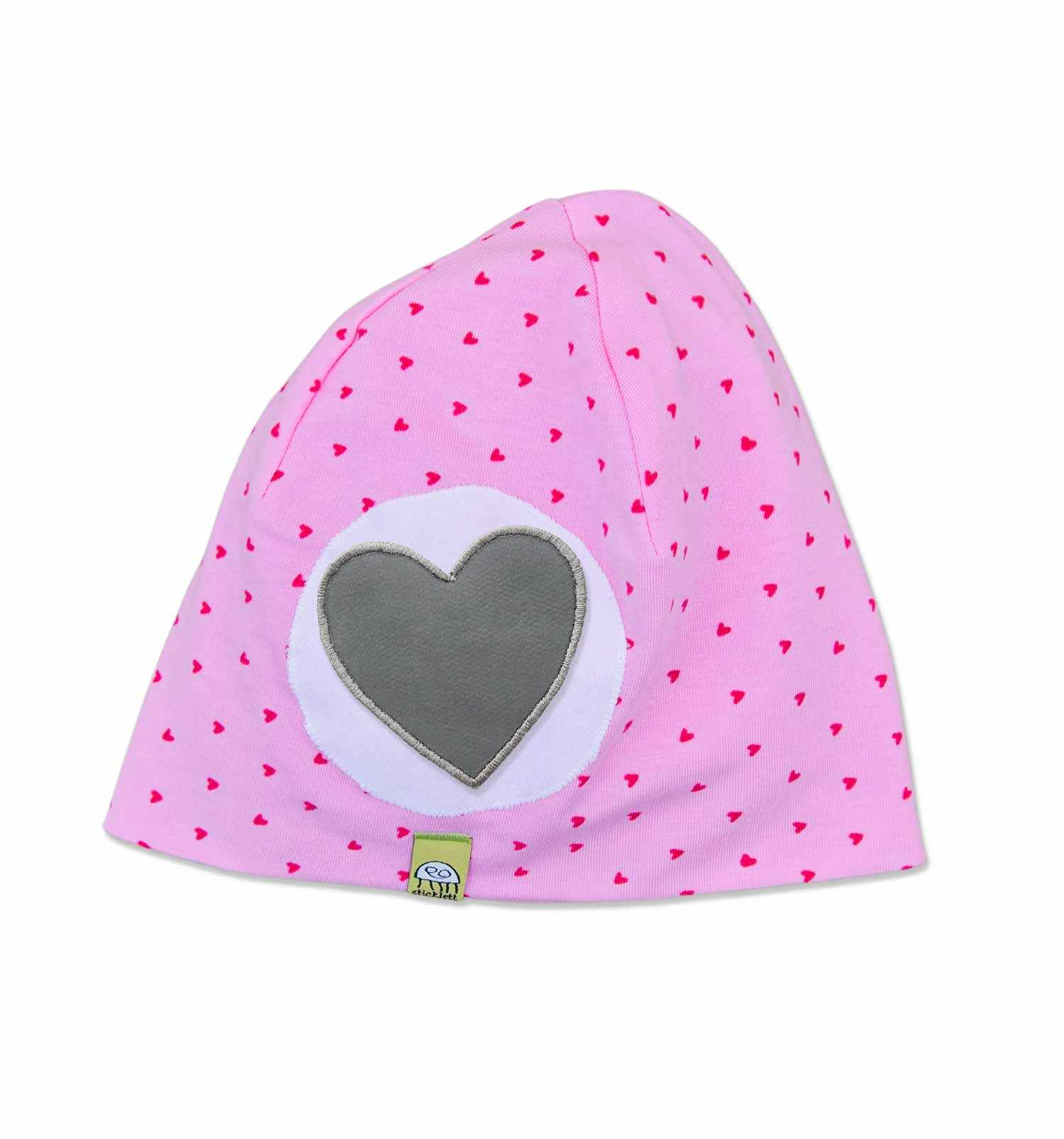 Beanie pink mit Herzen | sticklett Online Store.