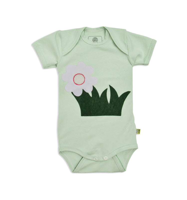 Baby Body mit Schlupfkragen kurzarm in mint, Bio-Baumwolle, made in Austria