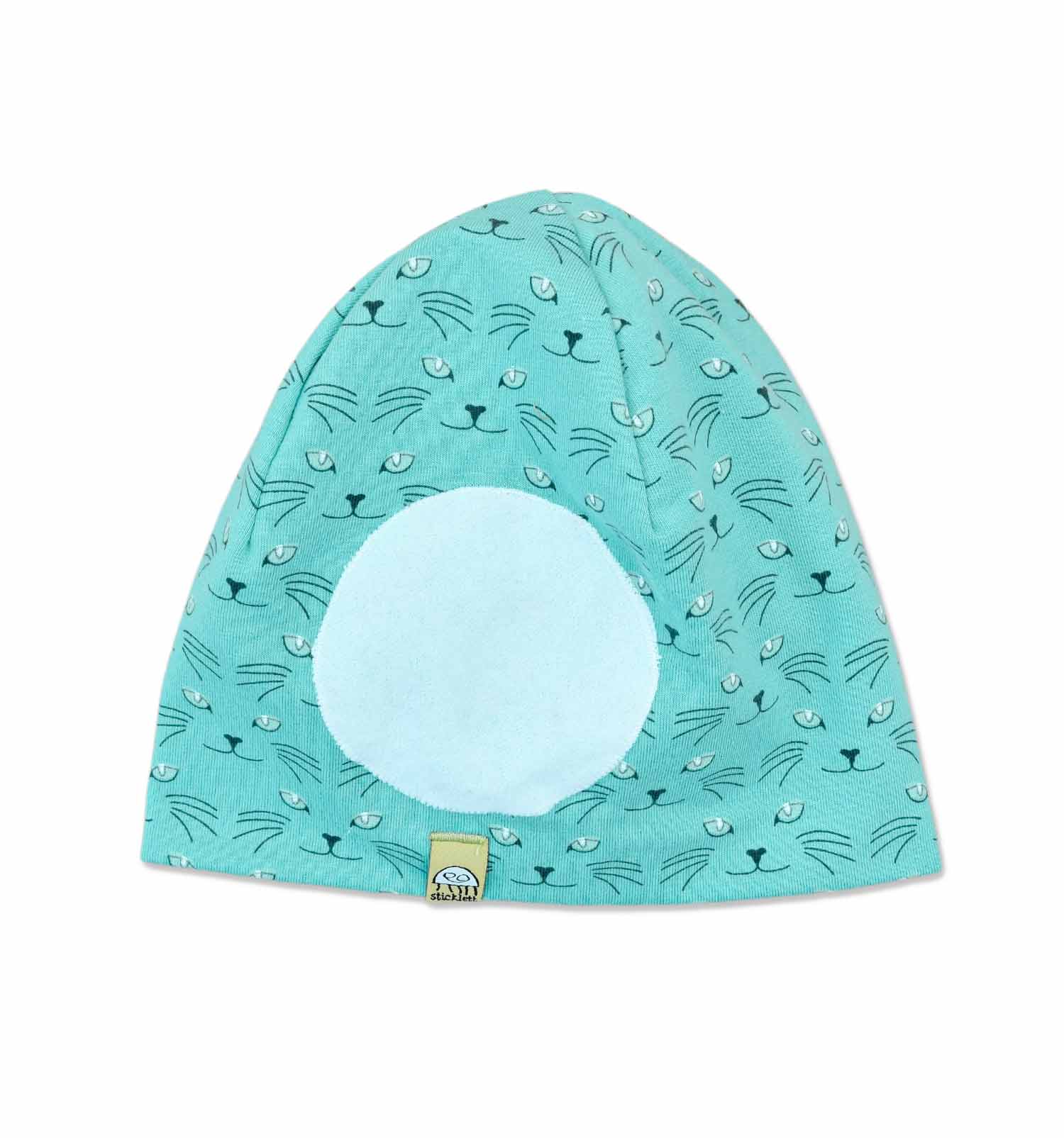 Beanie türkis mit Katzen (glow-in-the-night-Effekt) | sticklett Online Store.