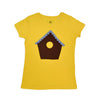 Mädchen T-Shirt kurzarm gelb mit Vogelhaus