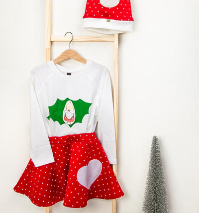 Süße Mädchen-Kombi mit Tellerrock und Langarm-Shirt in Größe 110 - 116 | sticklett Online Store.