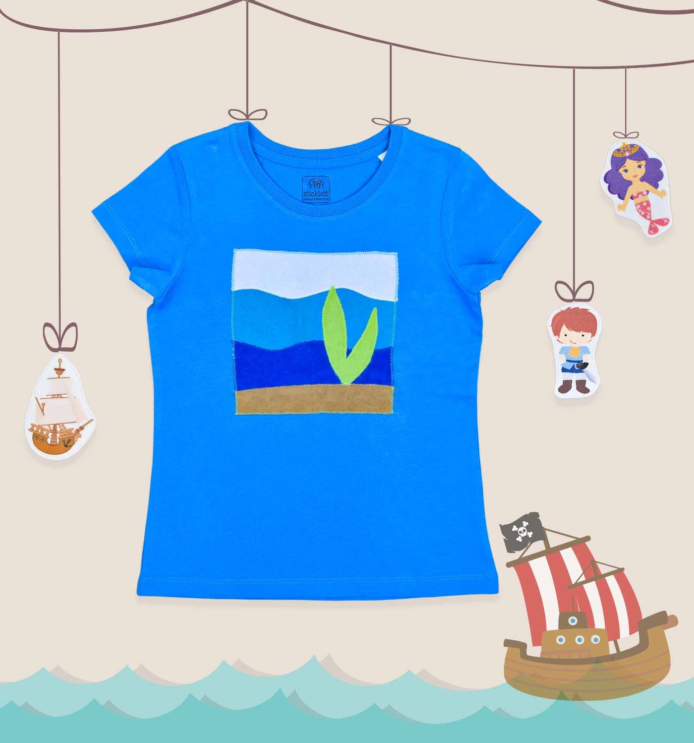 T-Shirt Geschichten-Erzähl-Set "Piraten Abenteuer" mit 3 austauschbaren Figuren | sticklett Online Store.