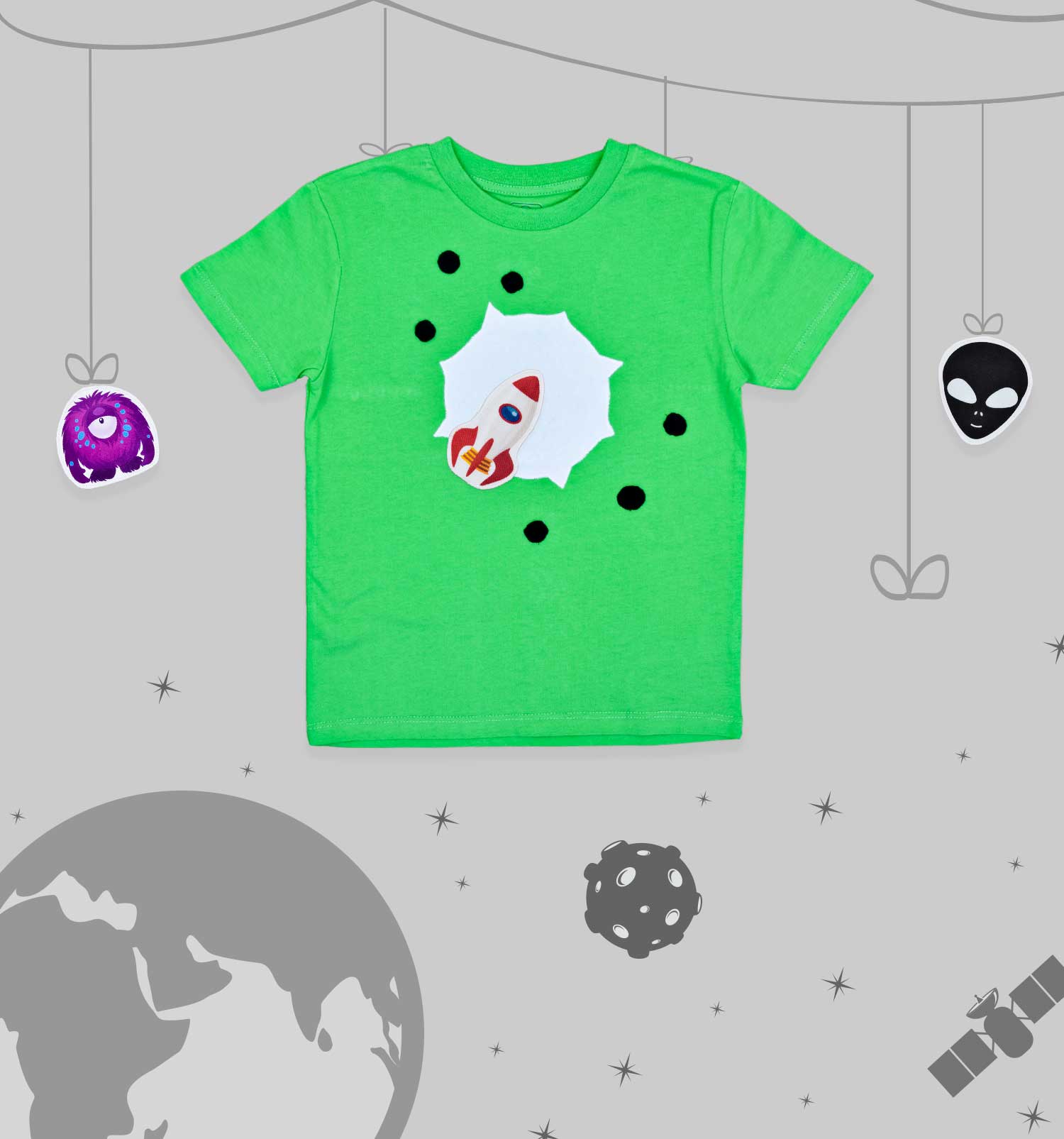 T-Shirt Geschichten-Erzähl-Set "Weltraummission" mit 3 austauschbaren Astronauten Motiven | sticklett Online Store.