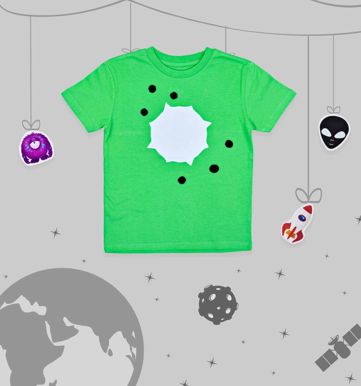 T-Shirt Geschichten-Erzähl-Set "Weltraummission" mit 3 austauschbaren Astronauten Motiven | sticklett Online Store.