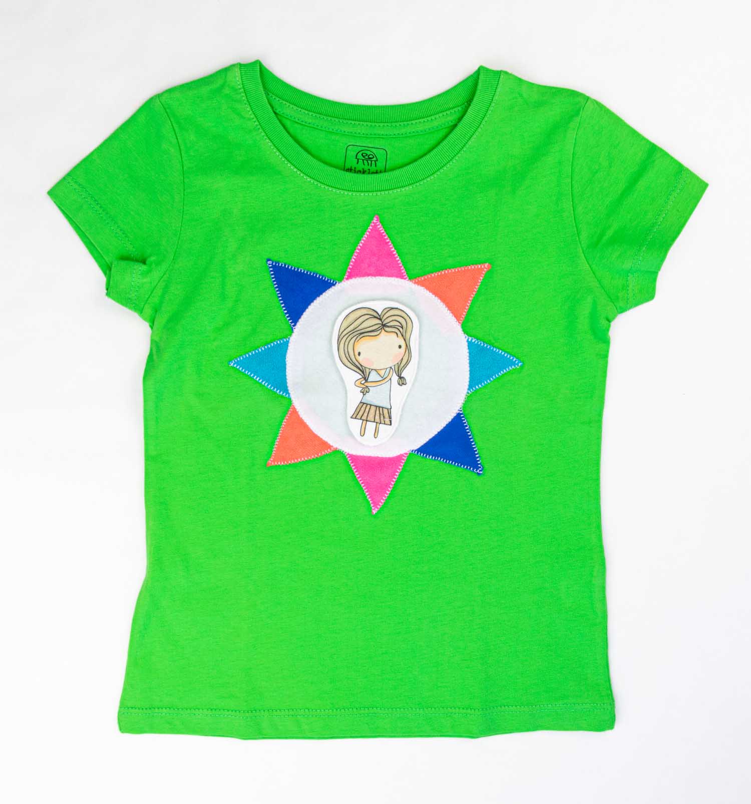 T-Shirt grün mit bunter Sonne kurzarm | sticklett Online Store.