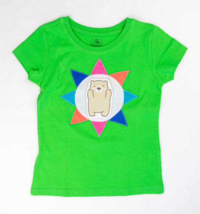 T-Shirt grün mit bunter Sonne kurzarm | sticklett Online Store.