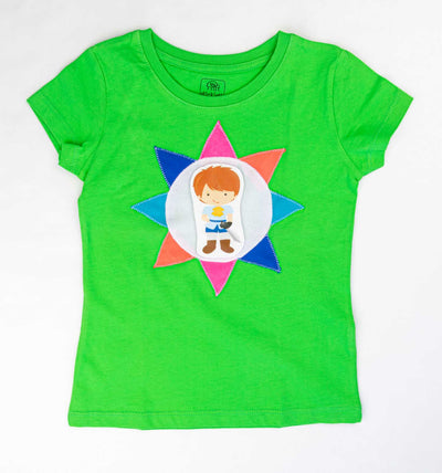 T-Shirt grün mit bunter Sonne kurzarm | sticklett Online Store.