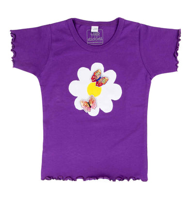 T-Shirt in Violett mit Blume Kurzarm | sticklett Online Store.