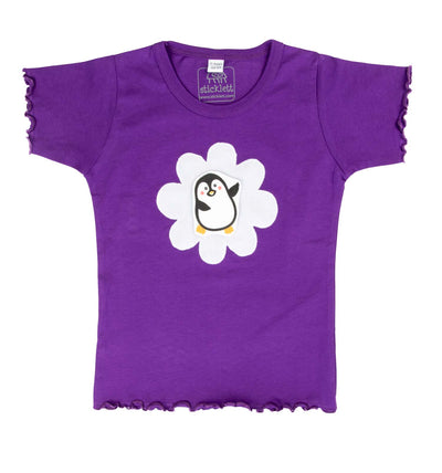 T-Shirt in Violett mit Blume Kurzarm | sticklett Online Store.