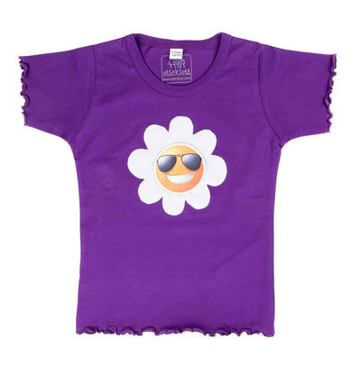 T-Shirt in Violett mit Blume Kurzarm | sticklett Online Store.