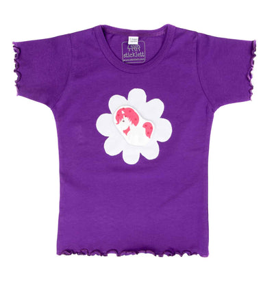 T-Shirt in Violett mit Blume Kurzarm | sticklett Online Store.