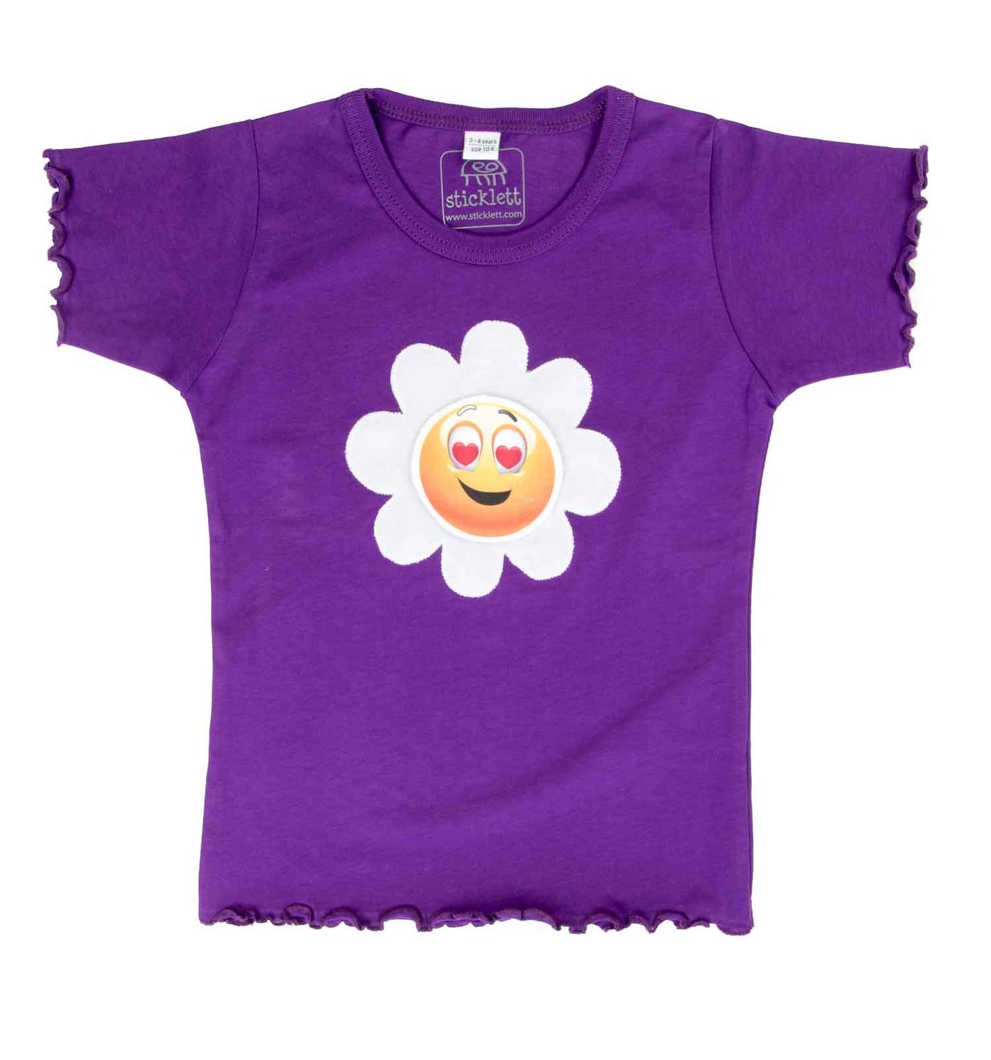 T-Shirt in Violett mit Blume Kurzarm | sticklett Online Store.