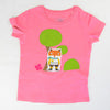 Mädchen T-Shirt in Pink mit aufgenähtem Garten Bild | sticklett Online Store.