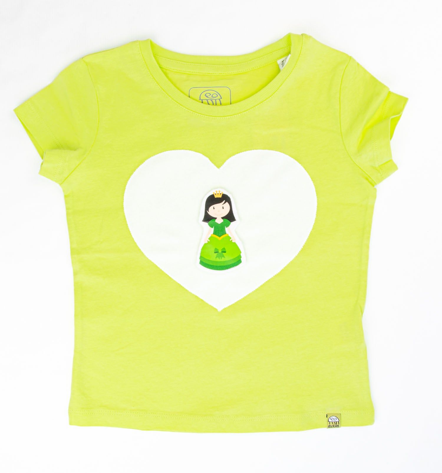 T-Shirt in lime mit Herz kurzarm | sticklett Online Store.