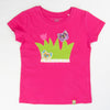 Mädchen T-Shirt in pink mit aufgenähter Blumenwiese - kurzarm | sticklett Online Store.