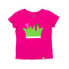 Mädchen T-Shirt in pink mit aufgenähter Blumenwiese - kurzarm | sticklett Online Store.