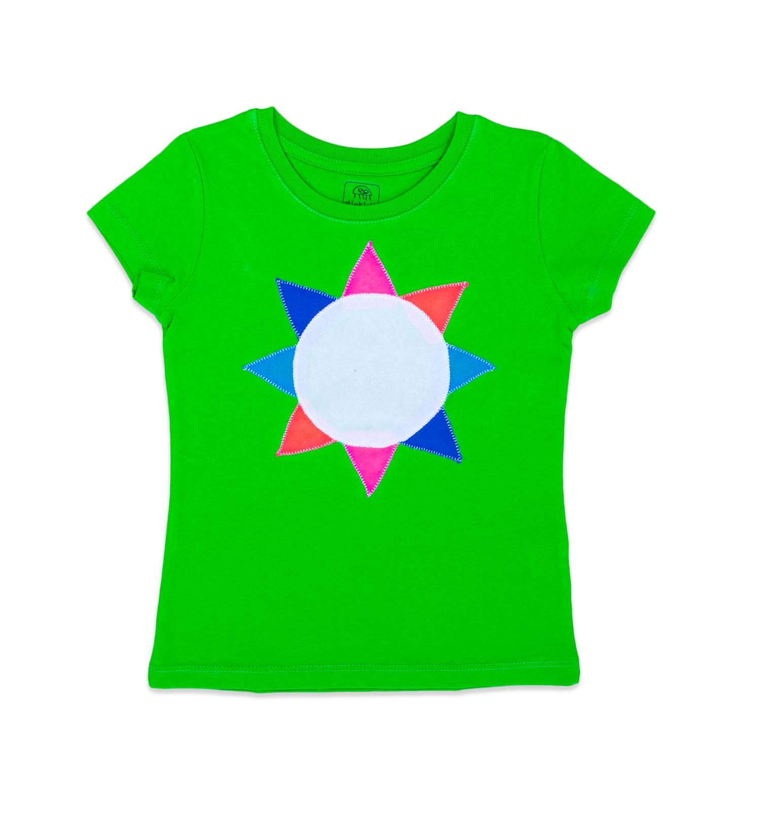 T-Shirt grün mit bunter Sonne kurzarm | sticklett Online Store.