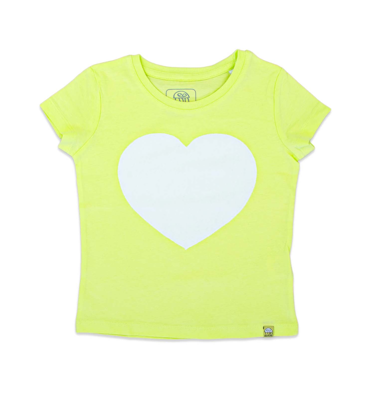 T-Shirt in lime mit Herz kurzarm | sticklett Online Store.