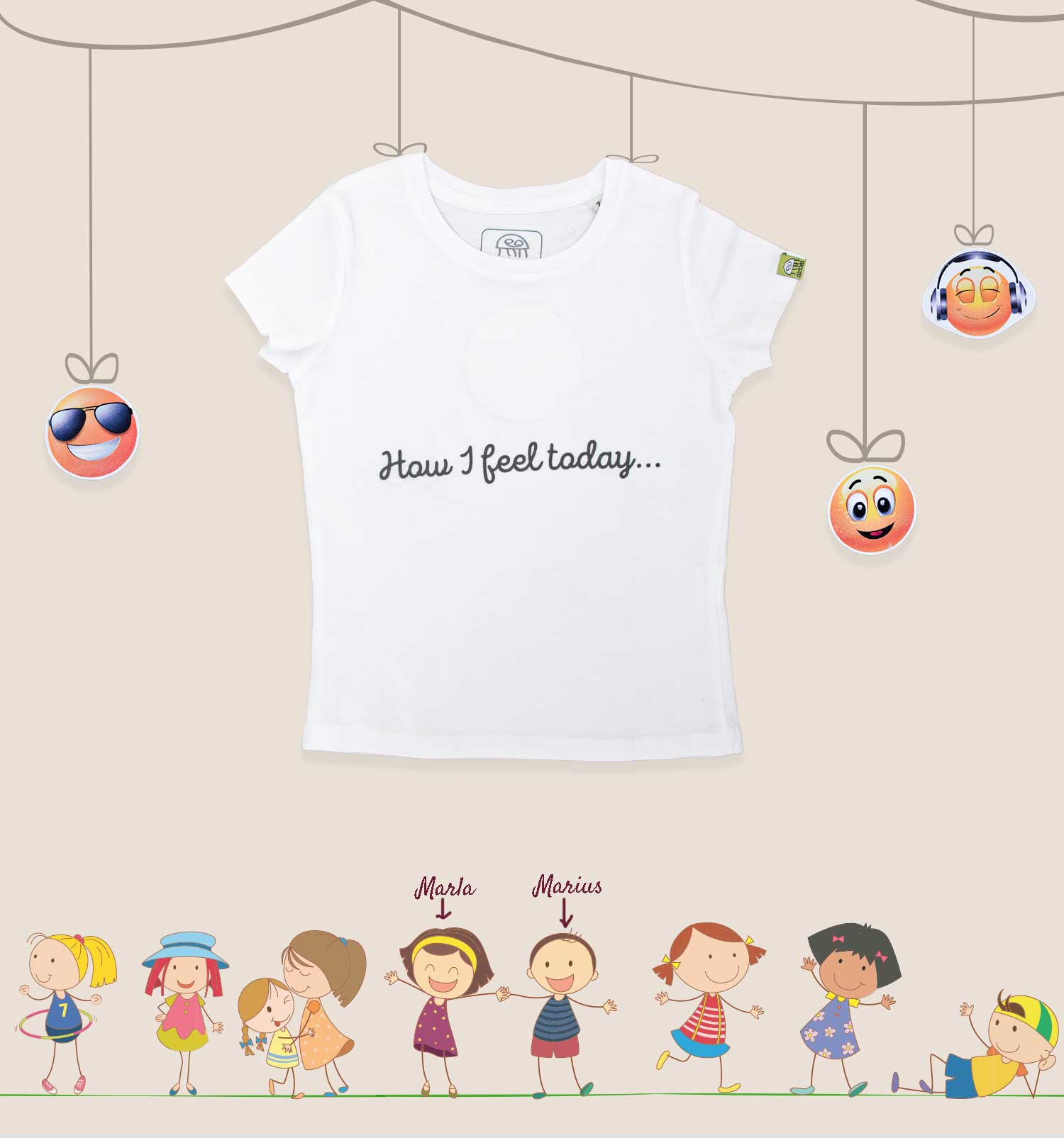 T-Shirt Set "So fühle ich mich heute ..." mit 3 austauschbaren Smiley Figuren | sticklett Online Store.