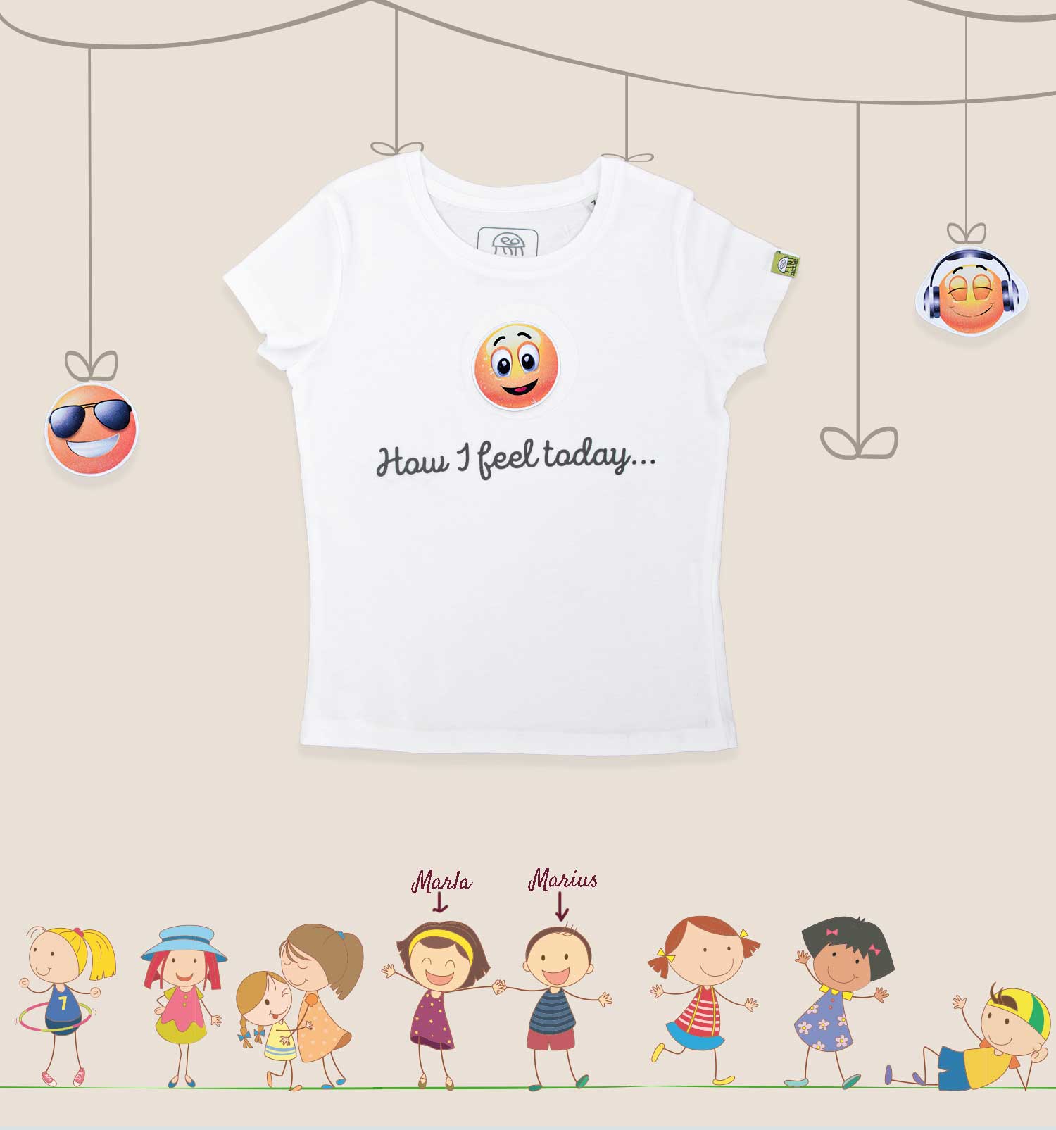 T-Shirt Set "So fühle ich mich heute ..." mit 3 austauschbaren Smiley Figuren | sticklett Online Store.