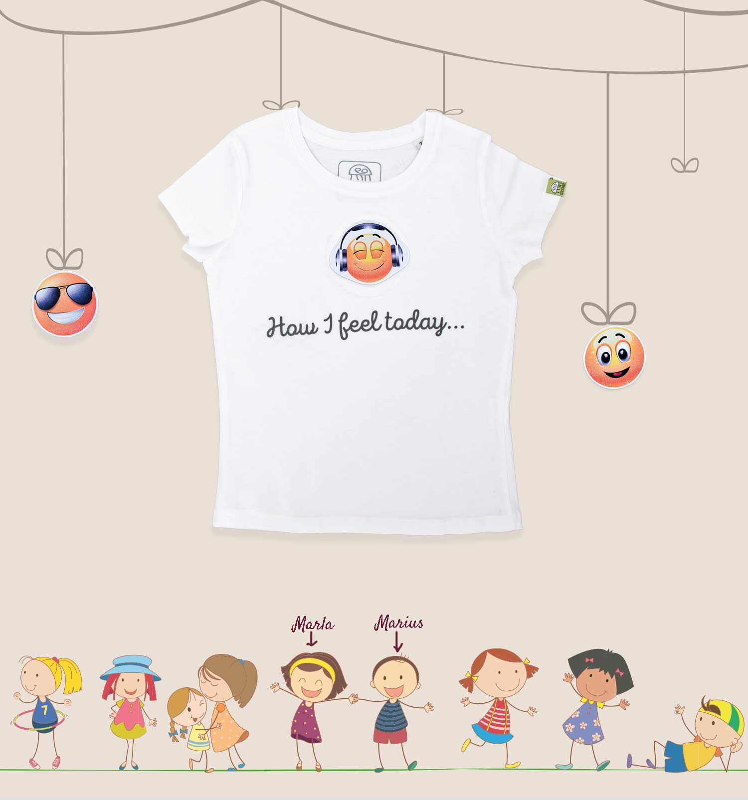 T-Shirt Set "So fühle ich mich heute ..." mit 3 austauschbaren Smiley Figuren | sticklett Online Store.