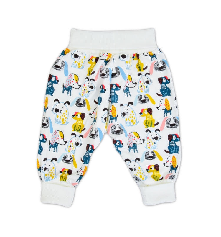 Babyhose aus Baumwolle mit Umschlagbund, Hundeprint