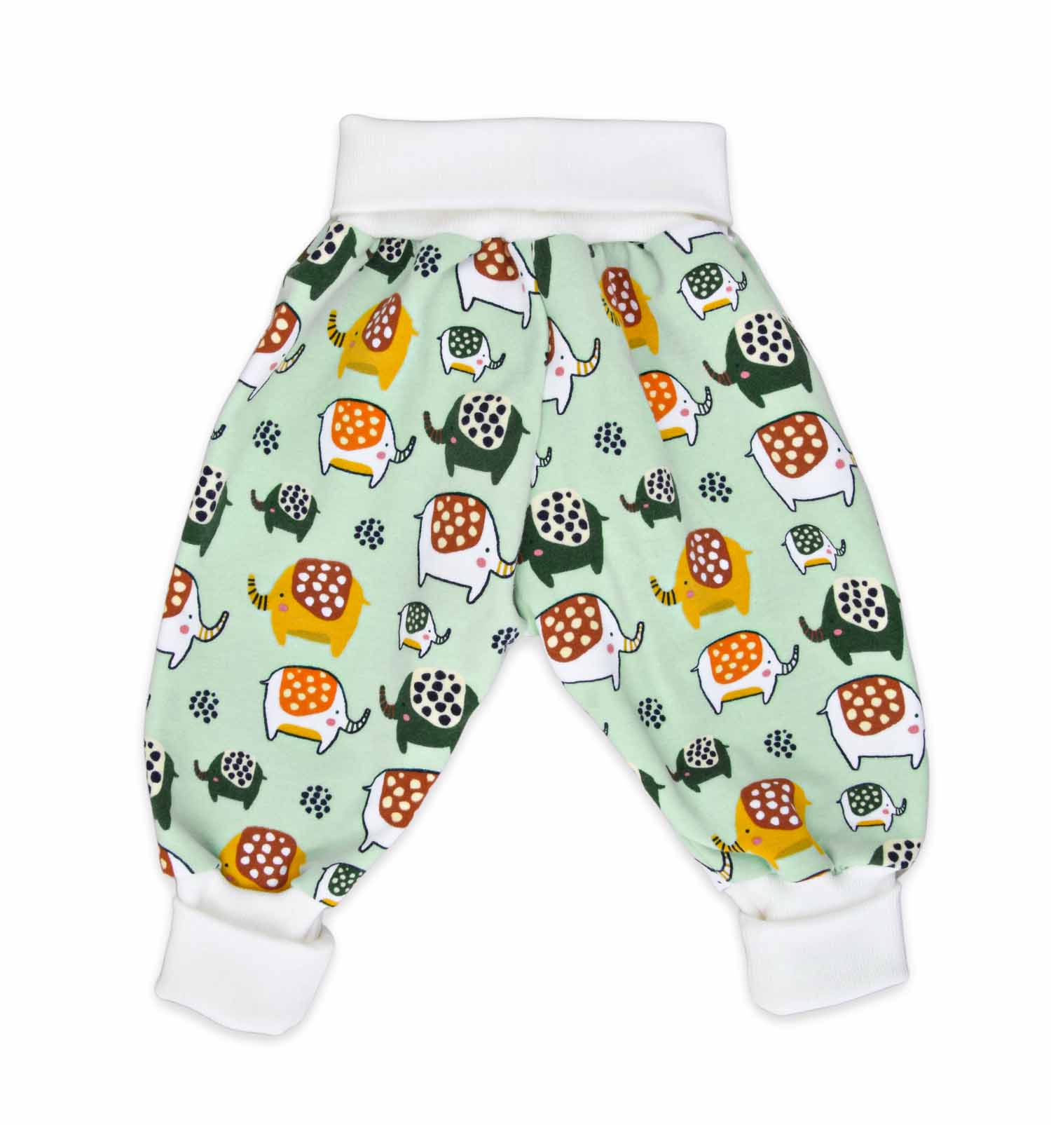 Flauschige Krabbelhose mit Elefanten in mint | sticklett Online Store.