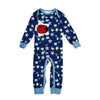 Schlafanzug Baby-Overal mit lustigem Tier Print in Nachtblau | sticklett Online Store.
