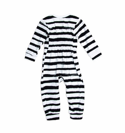 Schlafanzug Baby-Overall mit breiten schwarz-weißen Streifen | sticklett Online Store.