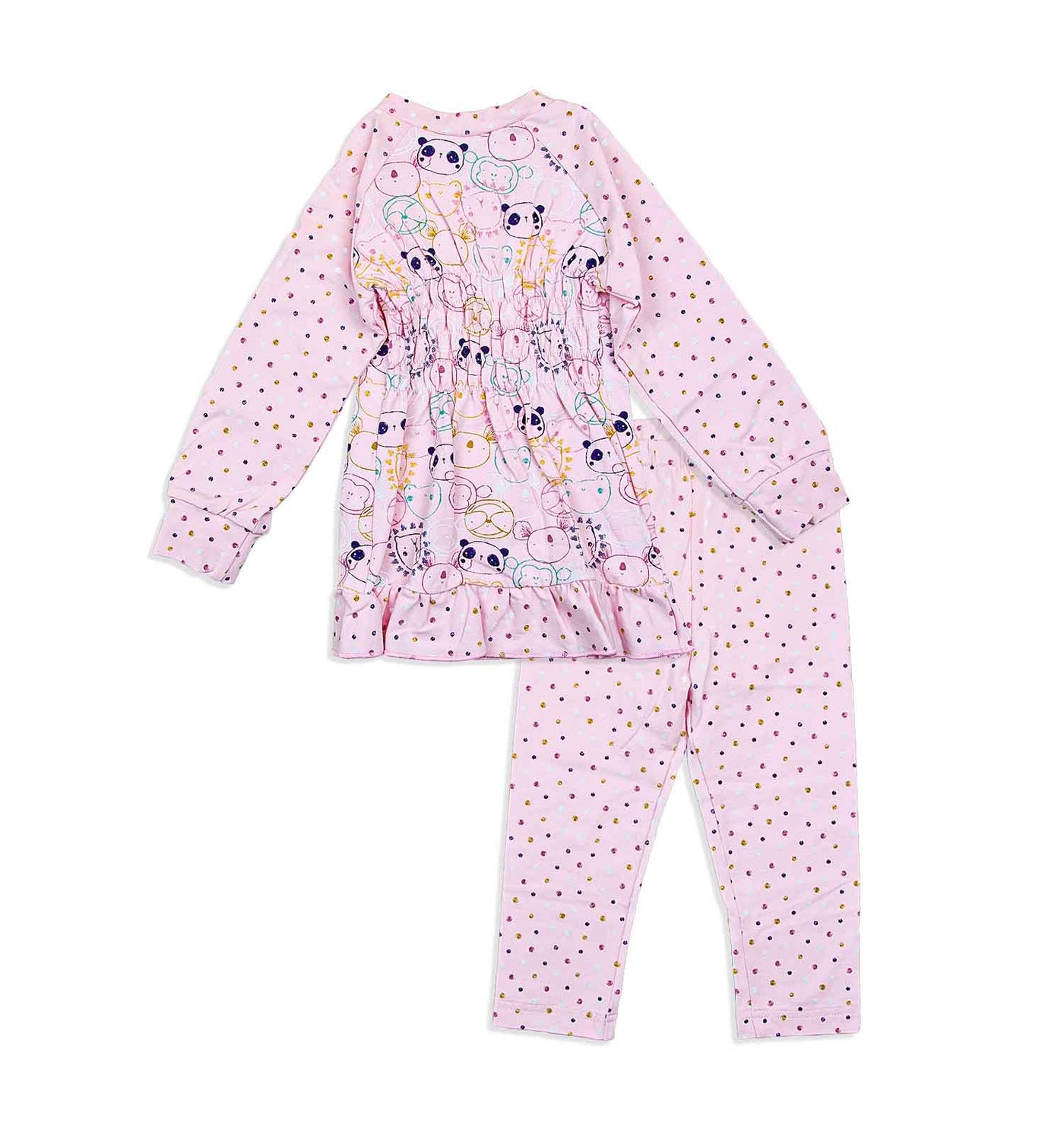 Madchen Pyjama mit lustigen Bären-Motiven und Rüschen | sticklett Online Store.