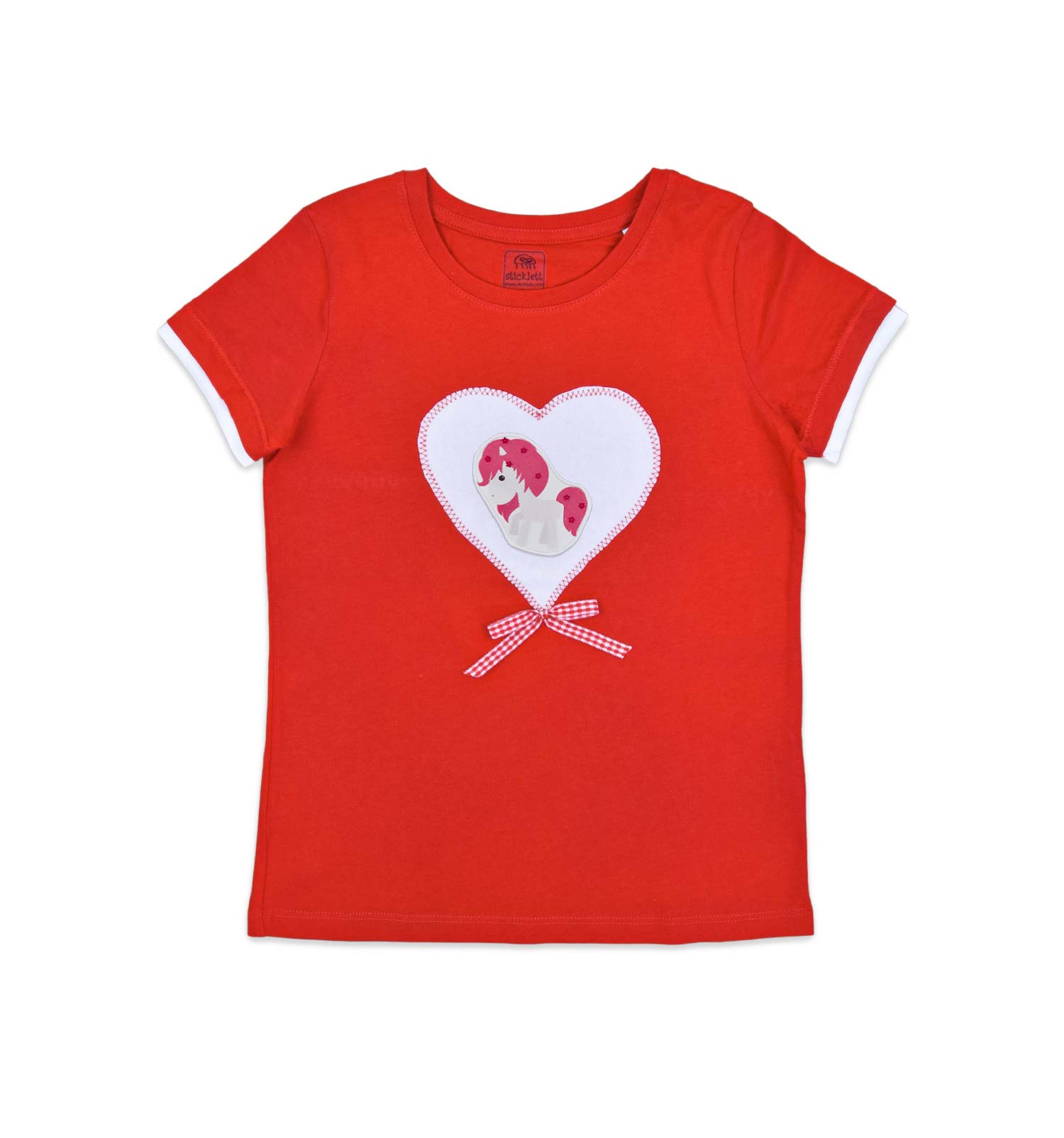 Mädchen T-Shirt mit Herz in rot | sticklett Online Store.