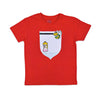 T-Shirt mit Superhelden-Schild in rot | sticklett Online Store.